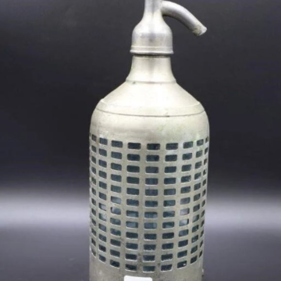 English Mesh Wrapped SYPHON Spritz Bottle Carbon Water Bottle Vintage Bottle Bar - Picture 4 of 7